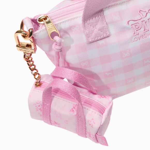 PINK x LoveShackFancy Mini Duffle Keychain Charm in Beaux Icons - NWT - Picture 2 of 3